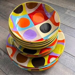 Pier 1 (12 PC) Retired Urban Dot Earthenware Dishes